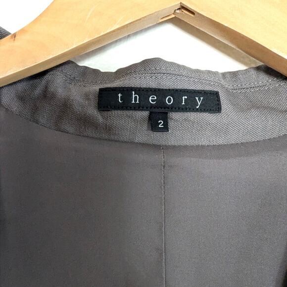Theory Grey Italian Wool Blend Single Button Blazer Size 2 - Picture 3 of 7